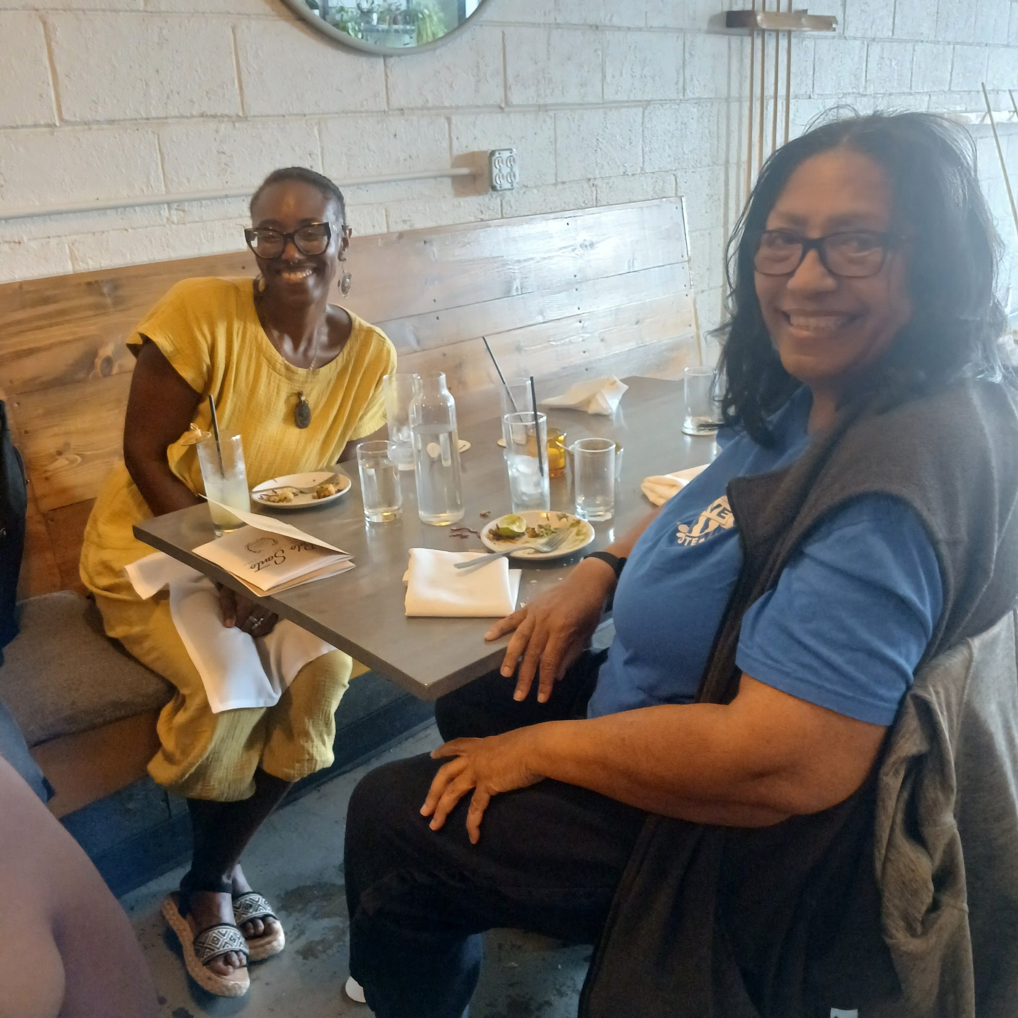 Two women at a restaurant table
