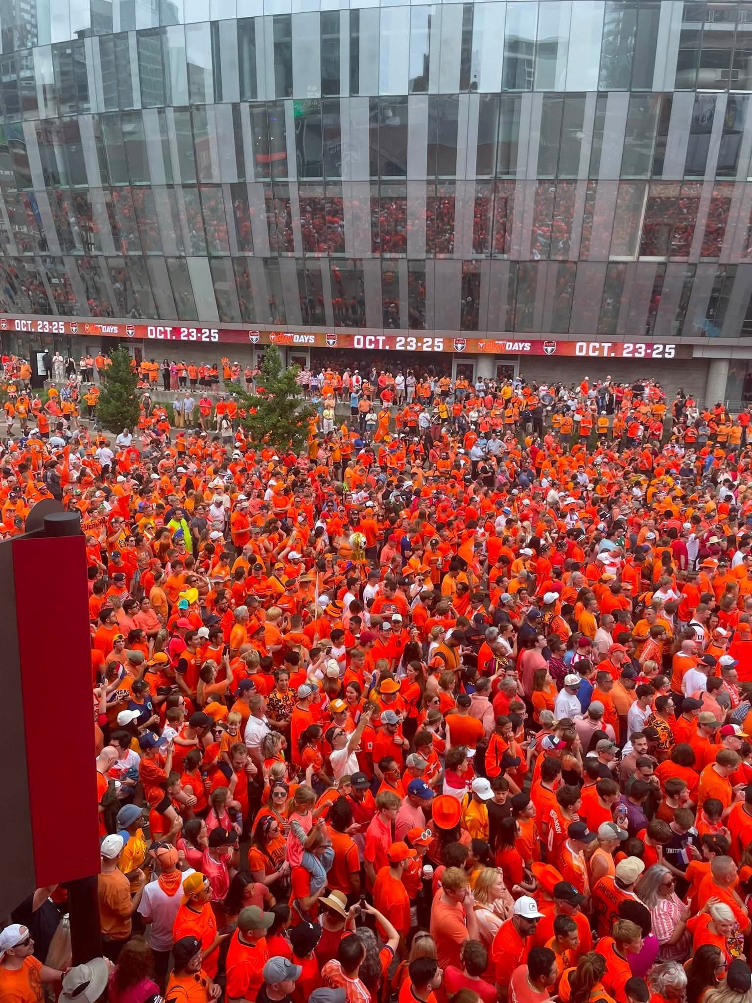 Food serving line at the World Cup watch party